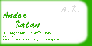 andor kalan business card